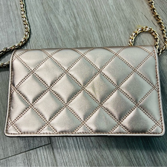 Tory Burch Savannah Chain Flat Wallet Rose Gold Crossbody Bag - Picture 6 of 11